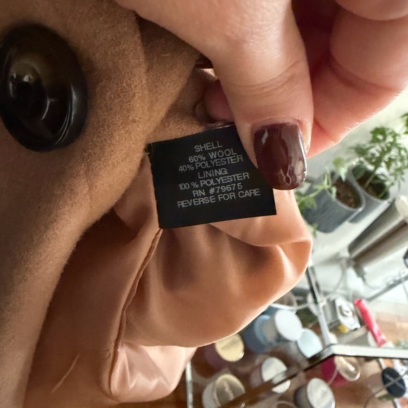 Anne Klein Camel Double-Breasted Pea Coat - Picture 4 of 6